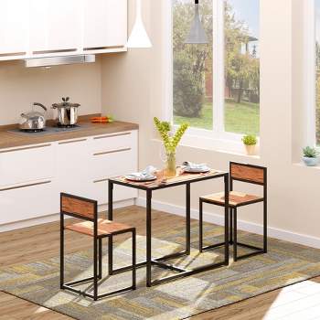 HOMCOM Industrial 3-Piece Dining Table and 2 Chair Set for Small Space in the Dining Room or Kitchen