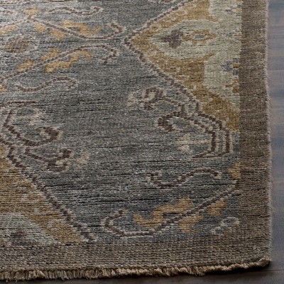 Handmade Brown Wool 6' x 9' Floral Area Rug