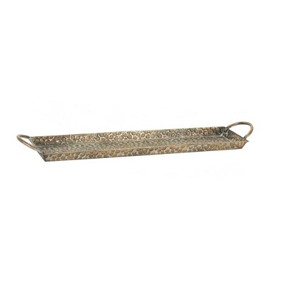 Elegant Trio Metal Decorative Trays in Gold, Silver, and Blue