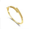 Guili Sterling Silver 14K Yellow Gold Plated Pave Milgrain Ball-Bead Bypass Bangle Bracelet with Sparkling Cubic Zirconia for Elegant Appeal - 3 of 3