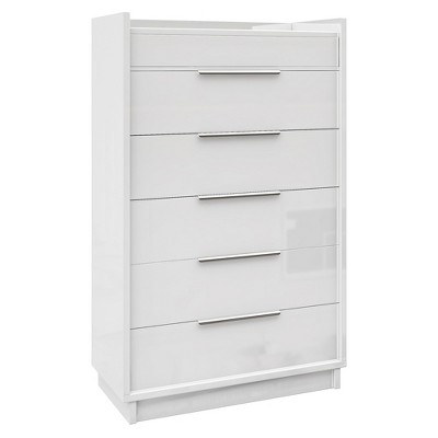 AMERLIFE Modern High Gloss Dressers with Storage Drawers, Elegant Bedroom Storage Organizer