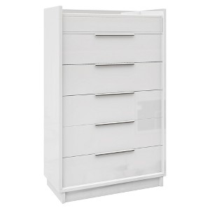 AMERLIFE Modern High Gloss Dressers with Storage Drawers, Elegant Bedroom Storage Organizer - 1 of 4
