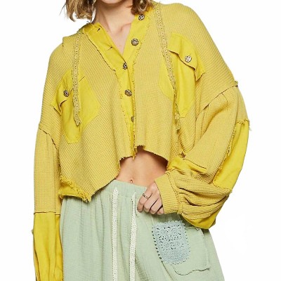 Women's Raw Hem Cropped Hooded Jacket - POL