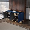 MAYEERTY Sideboard Buffet Cabinet with Storage Adjuatable Shelves Rectangular Metal Handles Legs for Kitchen Living Room Navy - 3 of 4