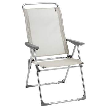 Lafuma Alu Cham Adjustable Lightweight Ergonomic Rust-Free Outdoor Folding Patio Armchair with 5 Seating Positions & Batyline Ventilated Fabric, Rye