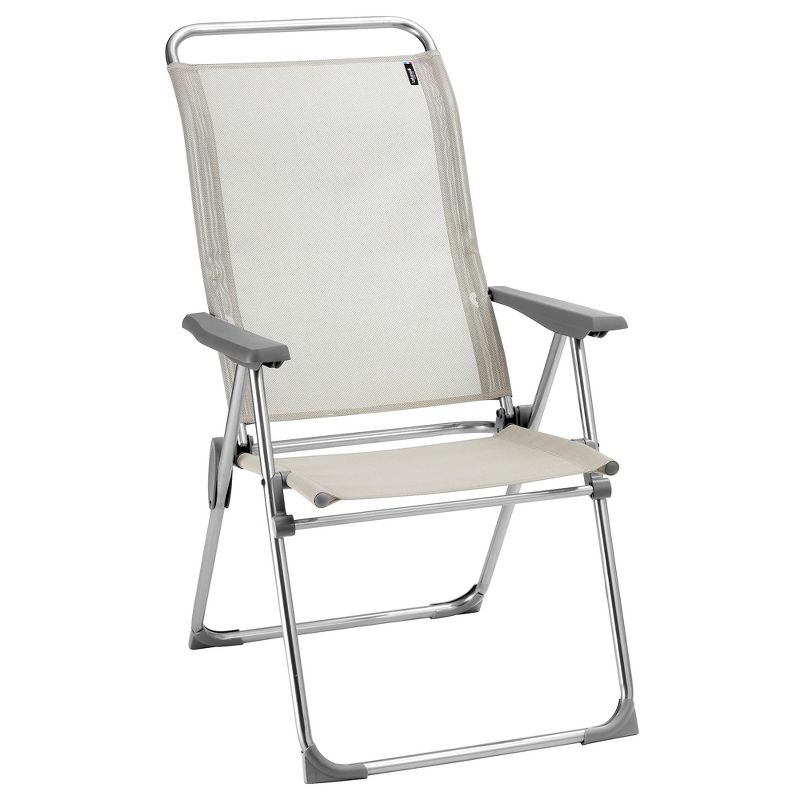 Lafuma Alu Cham Adjustable Lightweight Ergonomic Rust-Free Outdoor Folding Patio Armchair with 5 Seating Positions & Batyline Ventilated Fabric, Rye, 1 of 7
