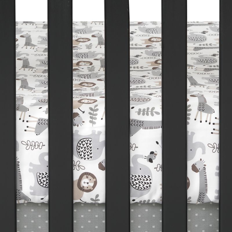 Lambs & Ivy Urban Jungle 4-Piece Crib Bedding Set - Gray, Brown, White, Jungle, 4 of 9