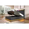 DOMETOUR Twin Upholstered Bed, LED Lights, Remote/App Control, Hydraulic Storage, USB-C Charging, Gray Linen (No Mattress) - 2 of 4