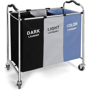 Laundry Basket with Wheels, 240l Laundry Hamper with 3 Section Laundry Bag for Dirty Clothes - 1 of 4