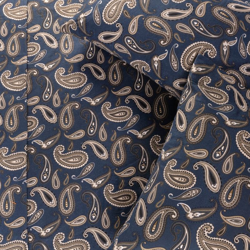 Vintage Modern Floral Paisley Flannel Cotton Bedding Sheet Set by Blue Nile Mills, 4 of 7