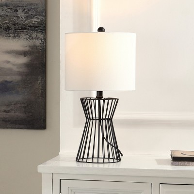 Rayna 19.5 Inch Black Iron Table Lamp with White Drum Shade