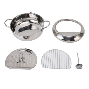 Angel Sar Stainless Steel Deep Fryer Pot with Thermometer & Oil Drain, 304 Japanese Frying Pan with Splash Cover for Induction Stovetop - 1 of 4