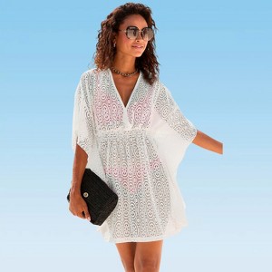 Women's Flowy Lace Cover up Beach Dress - LASCANA - 1 of 4