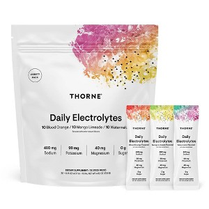 THORNE Daily Electrolytes, Zero Sugar, Low-Calorie Drink Mix, Variety Pack, NSF Certified for Sport, Naturally Flavored, 30 Stick Packs - 1 of 4