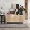 53.5" MDF Sideboard Buffet Cabinet with 3 Rattan Doors and Adjustable Shelves for Kitchen, Living Room, Bathroom or Entryway - 2 of 4