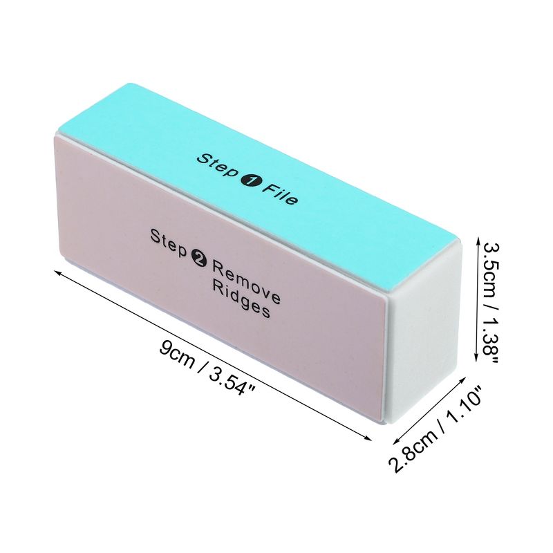 Unique Bargains Stainless Steel Nail Buffer Block Smooth & Shine Block for Nails 4 Color Blue Pink Purple Gray 2 Pcs, 4 of 7
