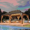 EROMMY 12' X 22' Hardtop Gazebo, Wooden Finish Coated Aluminum Frame Gazebo with Galvanized Steel Double Roof - 3 of 3