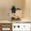 Mini Desktop Rectangular Fish Tank Aquarium Starter Kit with Pump for Shrimp Small Fish, LED Light, Simulated Water Plants, Black - 2 of 4