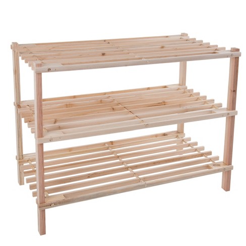 Hastings Home 3 tier Wooden Shoe Rack Organizes Up To 9 pairs Light Woodgrain Target