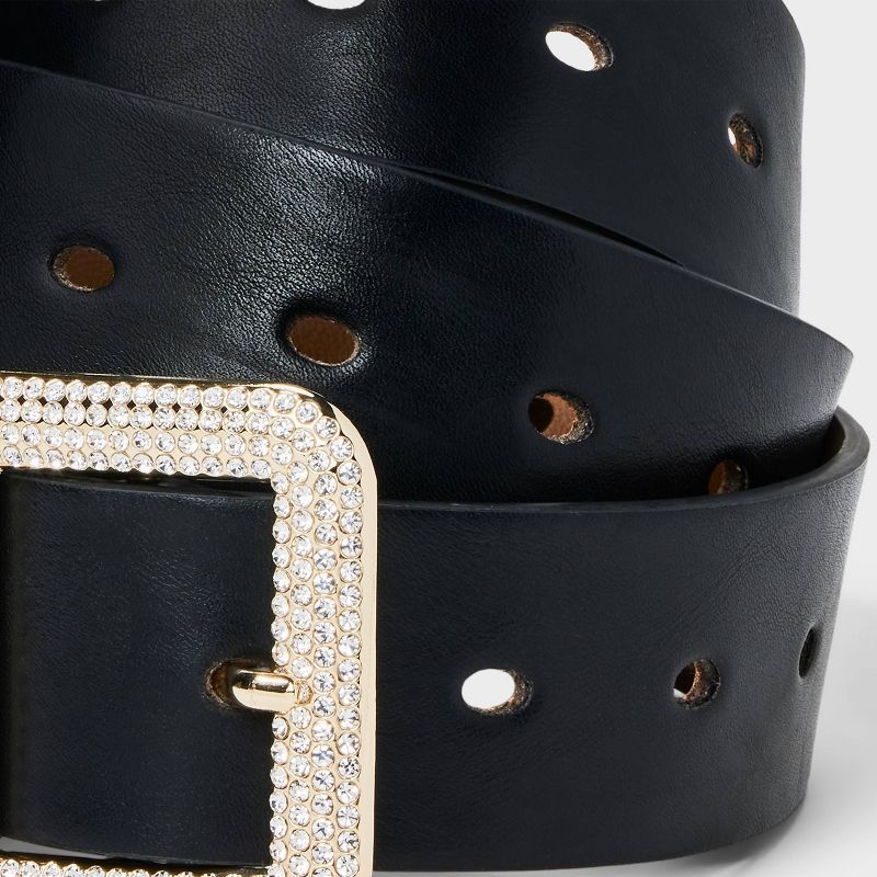 Women's Square Buckle Belt - A New Day™ Black, 4 of 5