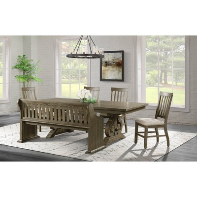 6pc Stanford Standard Height Extendable Dining Table Set Gray - Picket House Furnishings