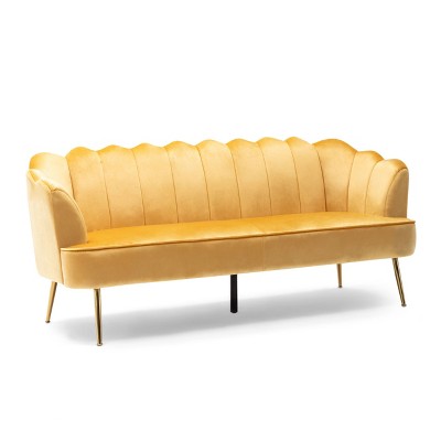 NicBex 3 Seater Sofa Couch with Deep Seat & Armrest Modern Upholstered Velvet Sofa with Metal Legs for Living Room