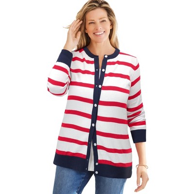 Woman Within Plus Size Perfect Long-Sleeve Cardigan