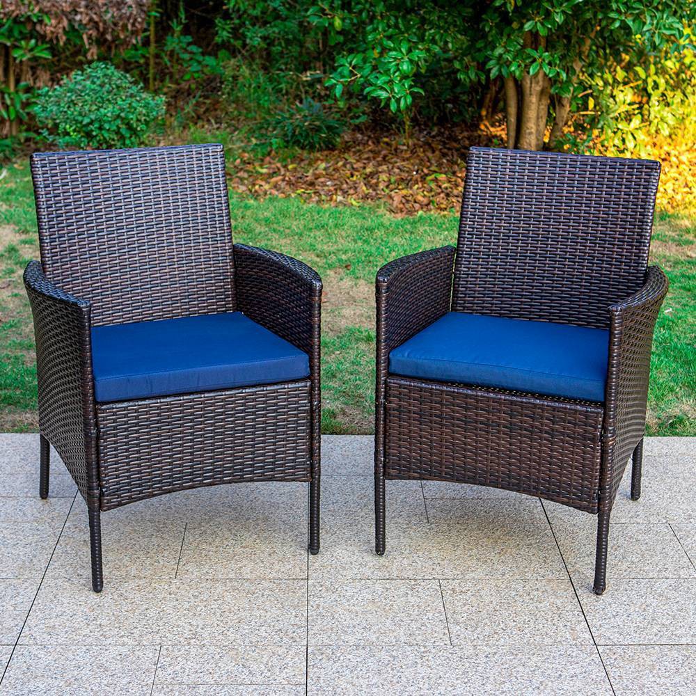 Photos - Garden Furniture 2pk Outdoor Rattan Arm Chairs with Cushions - Captiva Designs