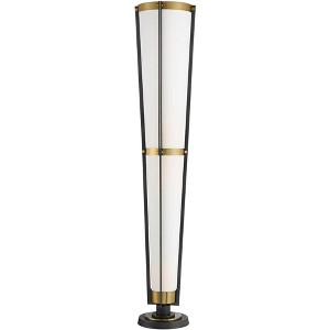 Possini Euro Design Vista Mid Century Modern 68" Tall Torchiere Floor Lamp Smart Socket Gunmetal Gray Brass Cone Shade for Living Room - 1 of 4