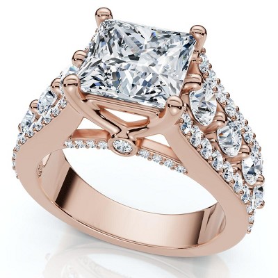 Pompeii3 Certified 3.80Ct Princess Cut Diamond Engagement Ring 14k Gold Lab Created