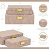 Cheung's Ausel Crinkled Gloss Pattern Set of 2 Boxes with Gold Handles - Taupe - 2 of 4