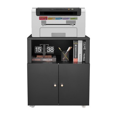 Dolonm Black /White Metal Printer Stand with File Cabinet, Storage Cabinet