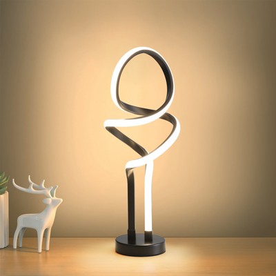 Vynxaria Small Unique Bedside Dimmable LED Table Lamp with Plug, Modern Desk Lamp for Girls Room, Living Room, Dresser