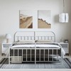 vidaXL 12" White California King Metal Bed Frame with Headboard & Footboard No Mattress - 3 of 4