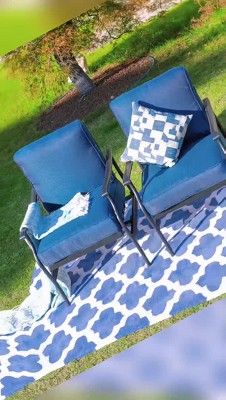 Gray Steel Outdoor Patio Lounge Chairs with Cushions
