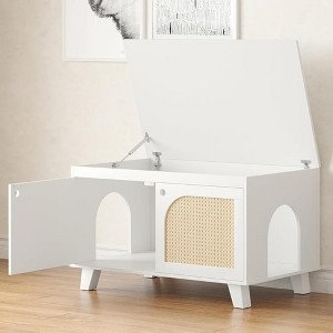 FURNIinspire Pet Crates and Houses, Hidden Cat Crates with Storage Removable Scratcher, Modern Pet Crates for Home, White, 31.5"*19.7"*19.7" - 1 of 4