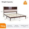 Karl Home Luxury Brown Wood Bed Frame King Size Platform Bed with LED Upholstered Headboard, Charging Station - 2 of 4