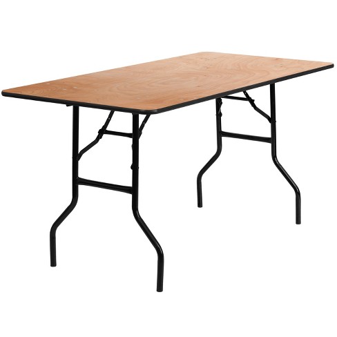 Flash Furniture 5 Foot Rectangular Wood, 6 Ft Round Wood Folding Banquet Table
