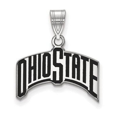 Black Bow Jewelry Sterling Silver Ohio State Buckeyes NCAA Large Pendant