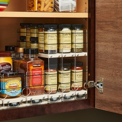 Cream 2-Tier HDPE Spice Rack with Acrylic Panels