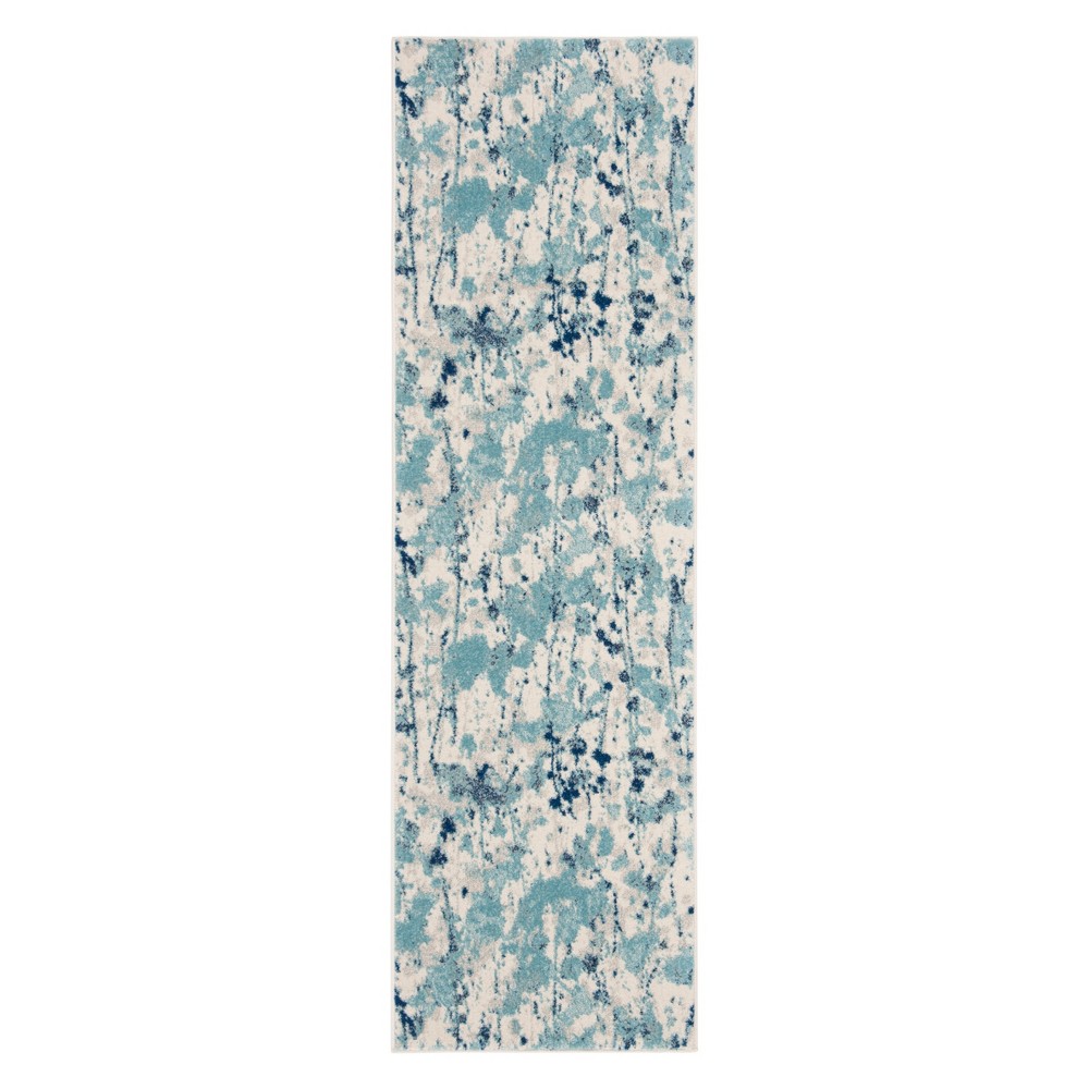 2'2inx7' Runner Splatter Loomed Ivory/Blue - Safavieh