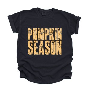 Pumpkin Season Block Distressed - Women's Garment Dyed Graphic T-Shirt - 1 of 4
