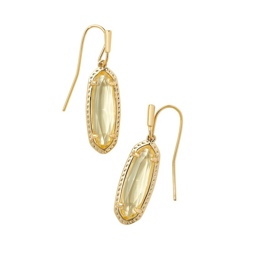 Kendra Scott Eva Clear Glass 14K Gold Over Brass Drop Earrings - Pale Yellow -  89609108