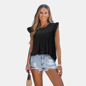 Women's Elegant Lace Trim Chiffon Blouse - Cupshe - 1 of 4