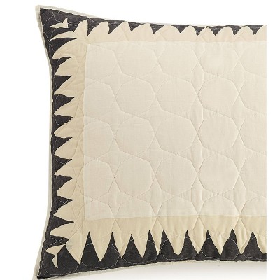 Soleil Cream and Black Cotton Standard Pillow Sham Pair