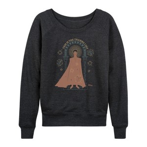 Women's - Disney - This Is The Thanks I Get King Lightweight French Terry Wide Neck Long Sleeve Shirt - 1 of 4