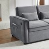 55.2" Velvet 2-Seater Convertible Sofa Bed with Adjustable Back & 2 Lumbar Pillows - 2 of 4