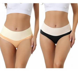 Allegra K Women's High Waist Cotton Comfortable Stretch Soft Tummy Control Briefs 2 Packs - 1 of 4
