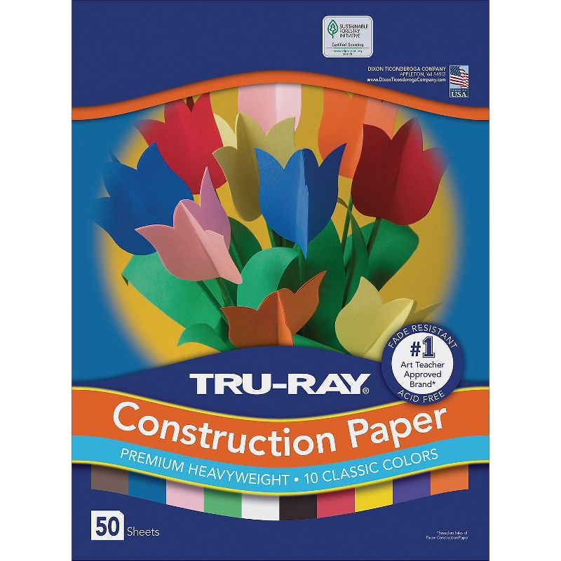 Pacon Tru-Ray 9" x 12" Construction Paper Assorted Colors 50 Sheets (P103031), 4 of 5