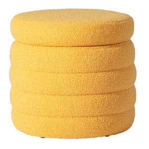 WestinTrends Alexandria Mid-Century Modern Faux Shearling Shearling Round Storage Ottoman - 1 of 4